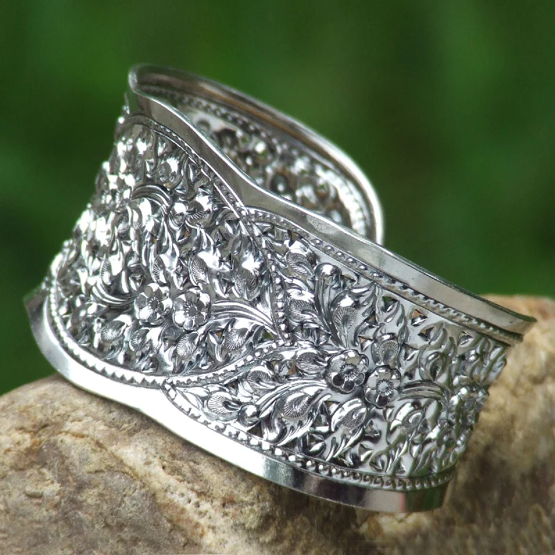 Sparkle More For Less – Jewelry Sale Happening Now Camellia Princess Silver Cuff Bracelet