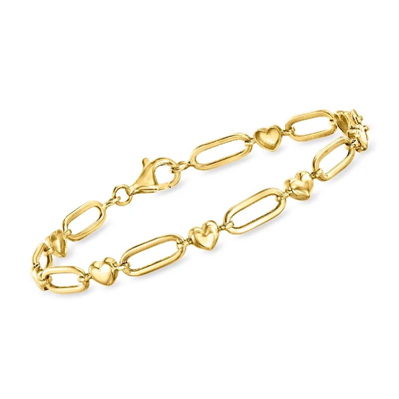 Get Ready To Sparkle – Special Jewelry Discounts Canaria 10kt Yellow Gold Heart and Paper Clip Link Bracelet