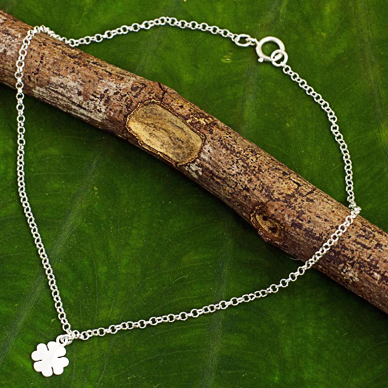 High-Quality Jewelry At A Fraction Of The Cost Clover Luck Hand Crafted Sterling Silver Anklet with Clover Pendant