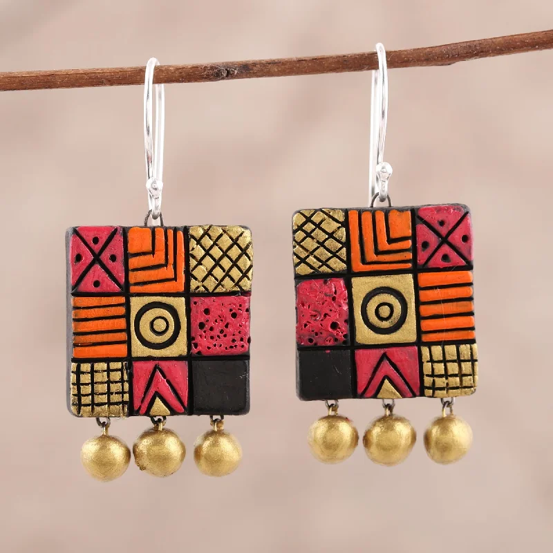Affordable Elegance – Special Jewelry Sale Now Live Creative Fusion Hand-Painted Square Ceramic Chandelier Earrings from India Affordable Elegance – Special Jewelry Sale Now Live Creative Fusion Hand-Painted Square Ceramic Chandelier Earrings from India