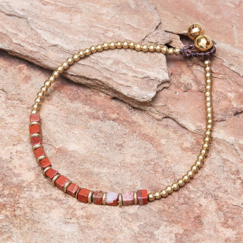 Elegant Designs, Unbeatable Discounts – Shop Jewelry Now Cube Beauty Beaded Anklet with Cube Jasper from Thailand
