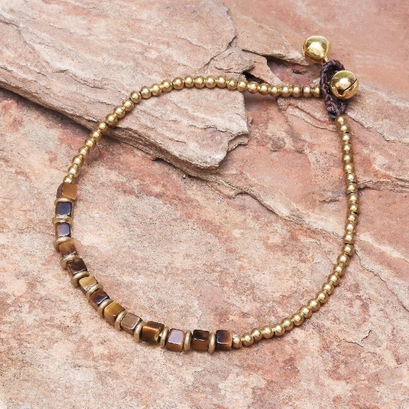 Huge Markdowns On Premium Jewelry Styles Cube Beauty Beaded Anklet with Cube Tiger's Eye from Thailand