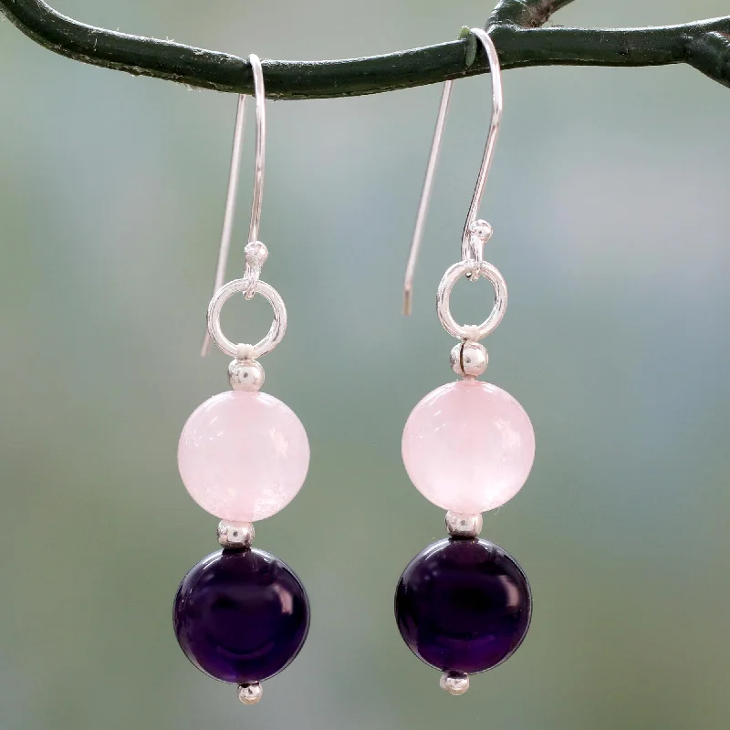 Luxury Jewelry Without The Luxury Price Tag Dreamy Affair Hand Crafted Amethyst and Rose Quartz Dangle Earrings Luxury Jewelry Without The Luxury Price Tag Dreamy Affair Hand Crafted Amethyst and Rose Quartz Dangle Earrings