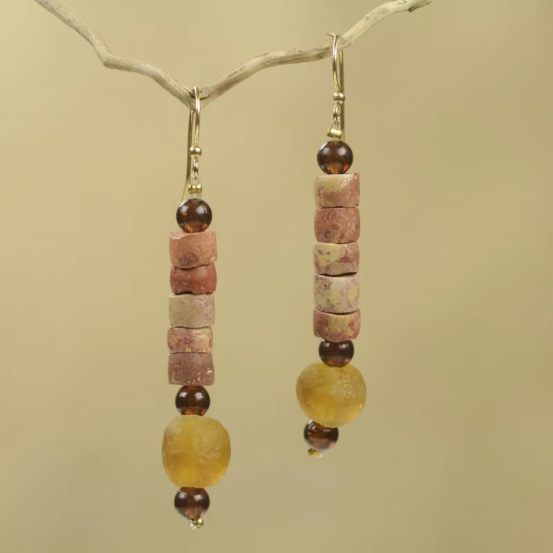 Fashion-Forward Geometric Jewelry For Contemporary Style Earth's Warmth Bauxite Earrings Crafted by Hand with Recycled Beads Fashion-Forward Geometric Jewelry For Contemporary Style Earth's Warmth Bauxite Earrings Crafted by Hand with Recycled Beads