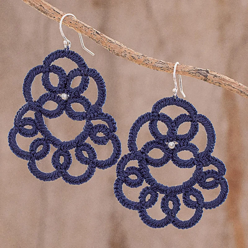 Buy More, Save More On Stunning Jewelry Designs Elegant Swirls in Indigo Hand-Tatted Dangle Earrings in Indigo from Guatemala Buy More, Save More On Stunning Jewelry Designs Elegant Swirls in Indigo Hand-Tatted Dangle Earrings in Indigo from Guatemala