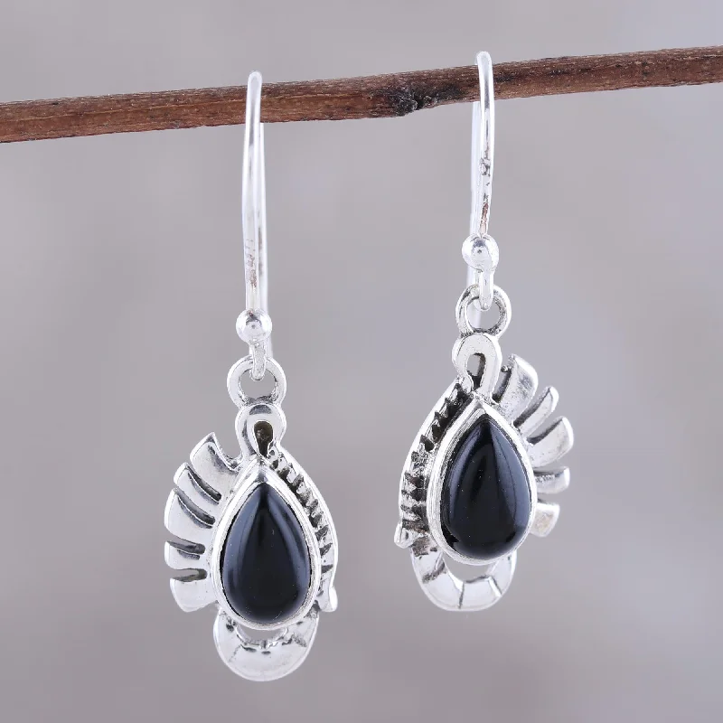 Versatile Layering Jewelry For Effortless Chic Feather Bliss Teardrop Onyx Dangle Earrings Crafted in India Versatile Layering Jewelry For Effortless Chic Feather Bliss Teardrop Onyx Dangle Earrings Crafted in India