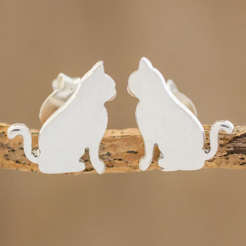 Fashion-Forward Jewelry At Incredible Prices Festive Feline Handcrafted Sterling Silver Attentive Cat Button Earrings Fashion-Forward Jewelry At Incredible Prices Festive Feline Handcrafted Sterling Silver Attentive Cat Button Earrings