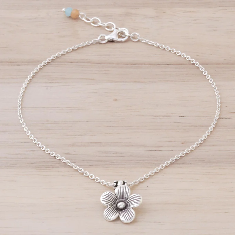 Unmissable Jewelry Sale – Shop Before It's Too Late Floral Charm Sterling Silver Charm Anklet