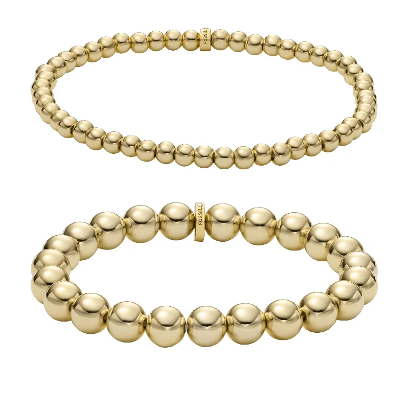 Don't Miss Out On Jaw-Dropping Jewelry Discounts Fossil Women's Gold-Tone Brass Beaded Bracelet Gift Set