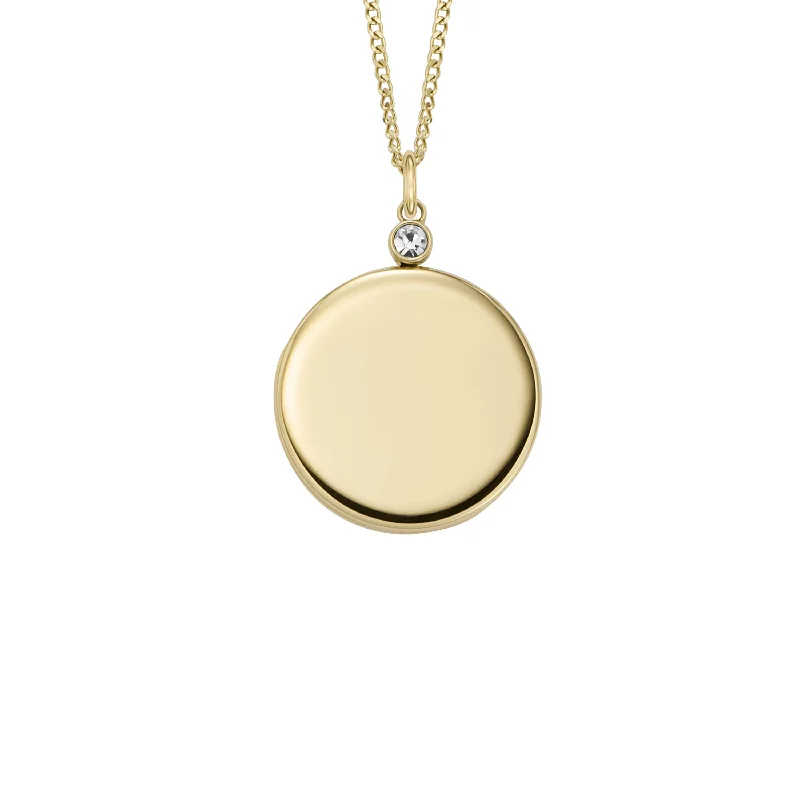The Perfect Jewelry Piece At The Perfect Discount Fossil Women's Locket Collection Gold-Tone Stainless Steel Pendant Necklace