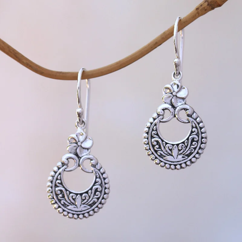 Seasonal Jewelry Deals – Elevate Your Style Frangipani Crescents Floral Sterling Silver Dangle Earrings Crafted in Bali Seasonal Jewelry Deals – Elevate Your Style Frangipani Crescents Floral Sterling Silver Dangle Earrings Crafted in Bali