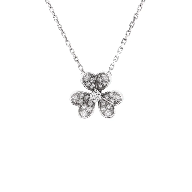 Stunning Jewelry At Even More Stunning Prices Frivole Pendant Necklace 18K White Gold with Pave Diamonds Mini