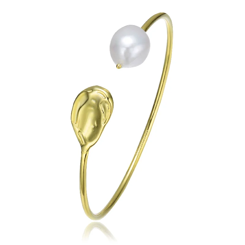 Jewelry Sale – Exclusive Styles At Lower Prices GENEVIVE Sterling Silver with Gold Plating Freshwater Pearl Cuff Bracelet