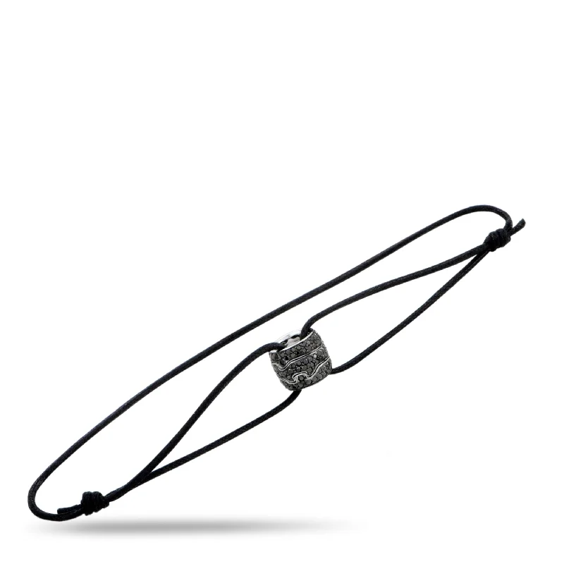 Don't Miss These Dazzling Jewelry Discounts Georg Jensen Fusion Silver and Black Diamond Pendant Cord Bracelet