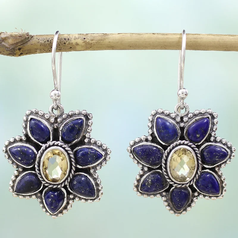 Jewelry Sale – Exclusive Styles At Lower Prices Geranium Blossoms Lapis Lazuli Citrine Floral Dangle Earrings from India Jewelry Sale – Exclusive Styles At Lower Prices Geranium Blossoms Lapis Lazuli Citrine Floral Dangle Earrings from India