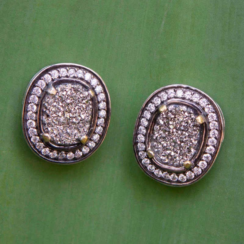 Buy More, Save More On Stunning Jewelry Pieces Glamorous Brazilian Drusy Agate and Silver Round Earrings with CZ Buy More, Save More On Stunning Jewelry Pieces Glamorous Brazilian Drusy Agate and Silver Round Earrings with CZ