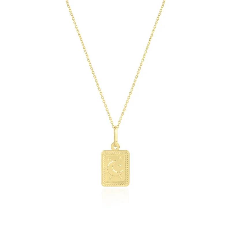 Gold Moon Tag Necklace