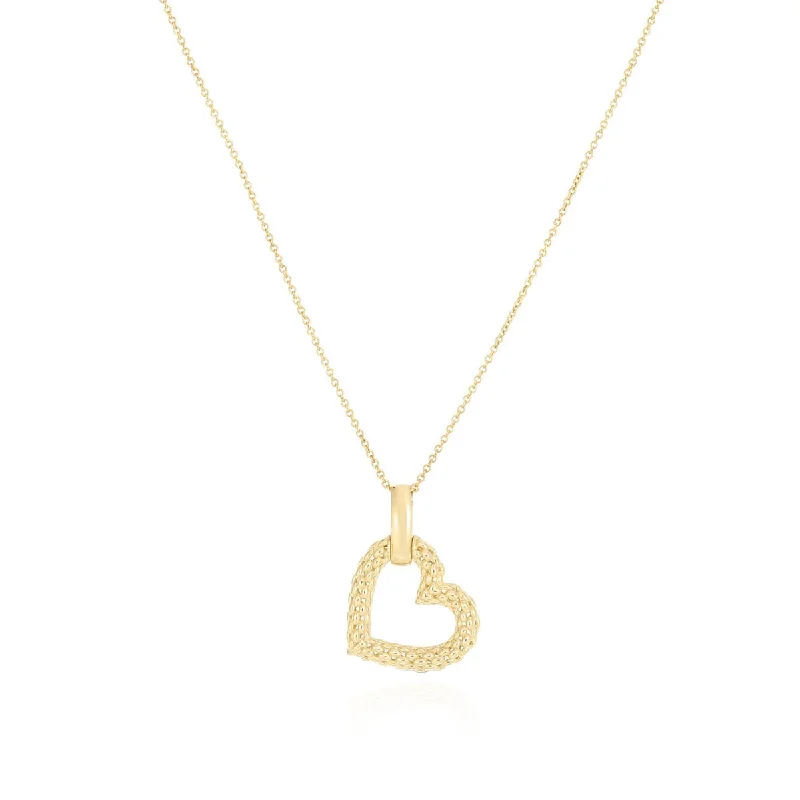 Gold Woven Open Heart Necklace 18 inches