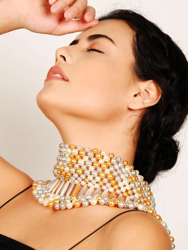 Don't Miss These Dazzling Jewelry Discounts Odette Women Jumana White And Gold Pearl Chunky Neckpiece Don't Miss These Dazzling Jewelry Discounts Odette Women Jumana White And Gold Pearl Chunky Neckpiece