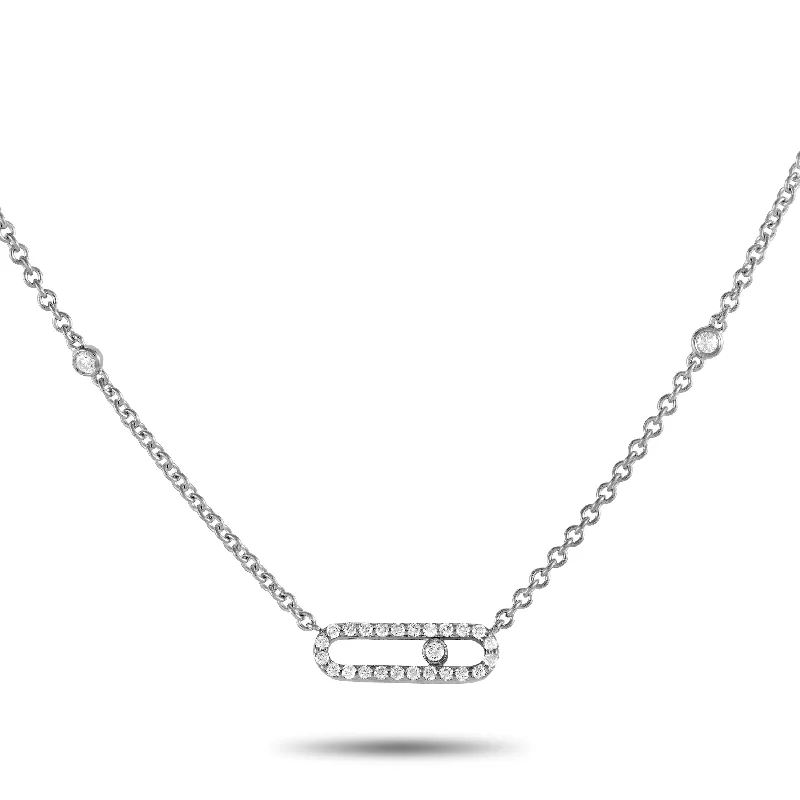 Personalized Engraved Jewelry For Meaningful Gifts LB Exclusive 18K White Gold 0.25ct Diamond Necklace PN15464-W
