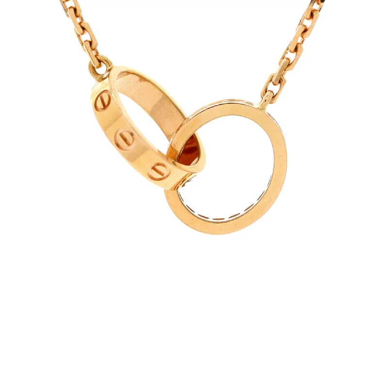 Sparkle On A Budget – Fine Jewelry For Less Love Interlocking Necklace 18K Rose Gold with Diamonds