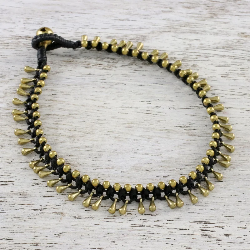 Get Your Favorite Jewelry At The Best Price Lunar Black Handmade Lunar Black Knotted Brass Black Cord Anklet
