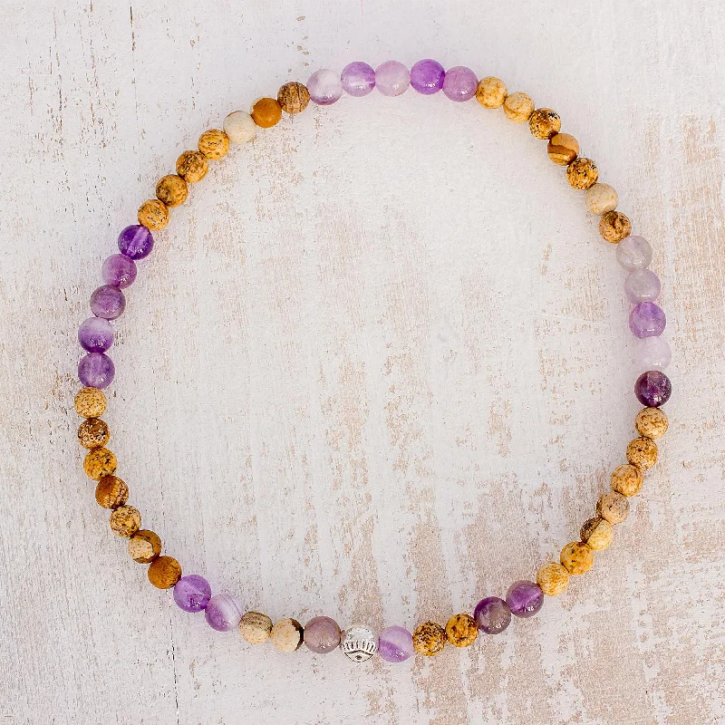 Celebrate With Sparkle – Jewelry Sale Now Live Magical Gems Jade and Amethyst Beaded Stretch Anklet from Guatemala