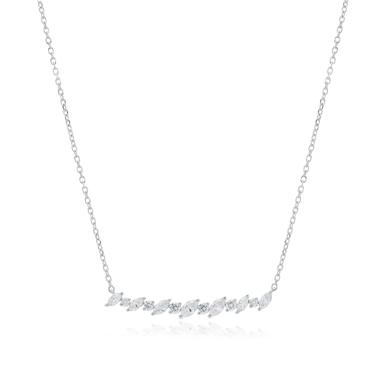 Marquise and Round Diamond Line Necklace