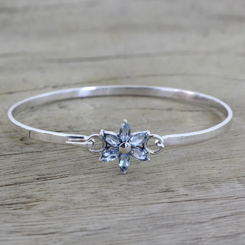 Celebrate With Sparkle – Jewelry Sale Now Live Marquise Flower Blue Topaz Pendant Bracelet
