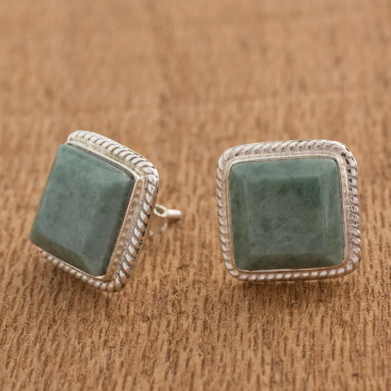 Gorgeous Jewelry, Limited-Time Savings Maya Wisdom Artisan Crafted Jade and Sterling Silver Button Earrings Gorgeous Jewelry, Limited-Time Savings Maya Wisdom Artisan Crafted Jade and Sterling Silver Button Earrings