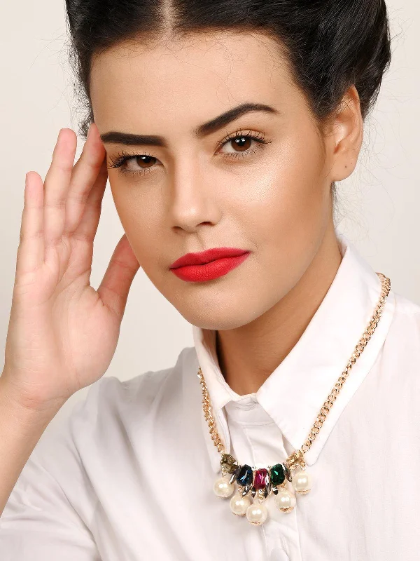 Elegant Jewelry, Affordable Luxury – Shop Now Odette Women Multi-Coloured Rhine Stone Neclace With Pearl Charms Elegant Jewelry, Affordable Luxury – Shop Now Odette Women Multi-Coloured Rhine Stone Neclace With Pearl Charms