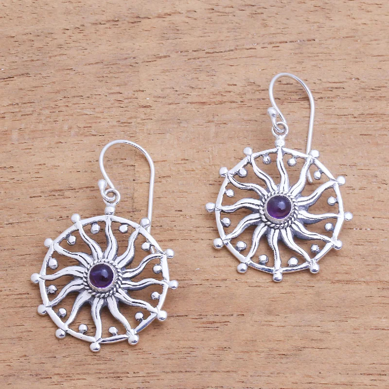 Shop Fine Jewelry With Amazing Deals Regal Rays Sun Motif Amethyst Dangle Earrings from Bali Shop Fine Jewelry With Amazing Deals Regal Rays Sun Motif Amethyst Dangle Earrings from Bali
