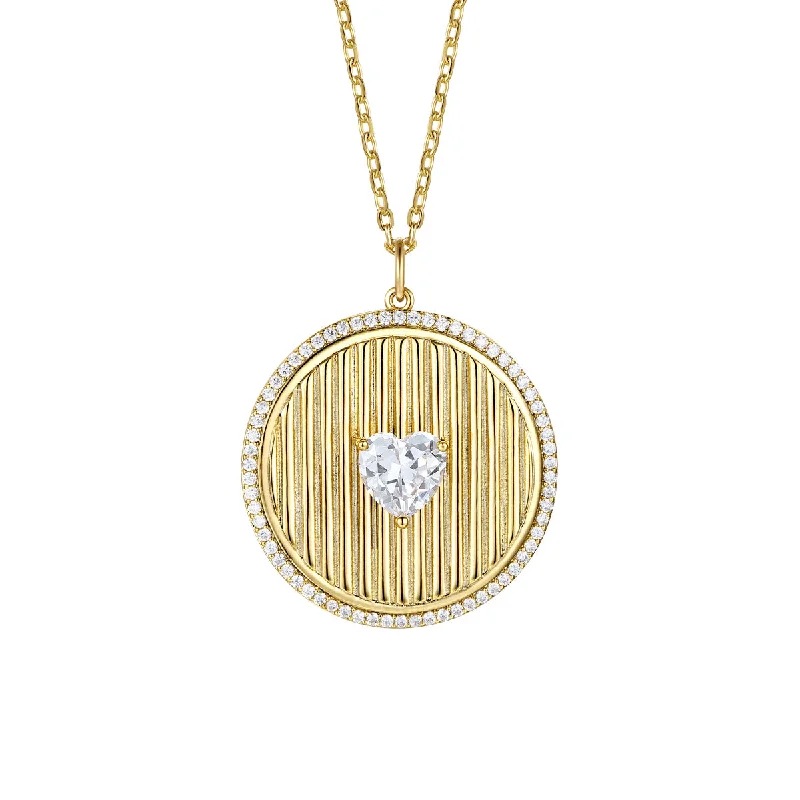 Trending Jewelry Now Available At Exclusive Prices Rg 14k Gold Plated with Diamond Cubic Zirconia Heart Medallion Pendant Necklace
