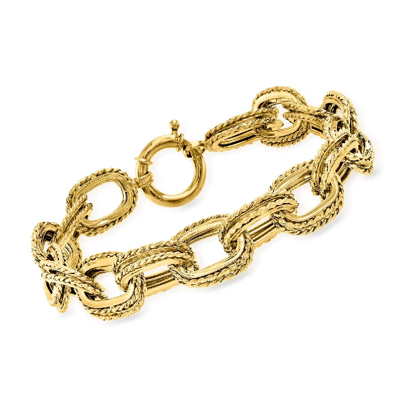 Luxury Jewelry Clearance – Shop Premium Styles Now Ross-Simons 14kt Yellow Gold Roped Double-Oval Link Bracelet