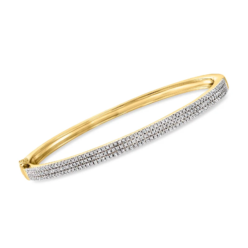 The Ultimate Jewelry Sale – Shop Premium Styles Ross-Simons Pave Diamond Bangle Bracelet in 18kt Gold Over Sterling