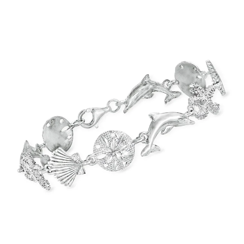 Flash Deals On Fine Jewelry – Shop Before It's Gone Ross-Simons Sterling Silver Sea Life Link Bracelet