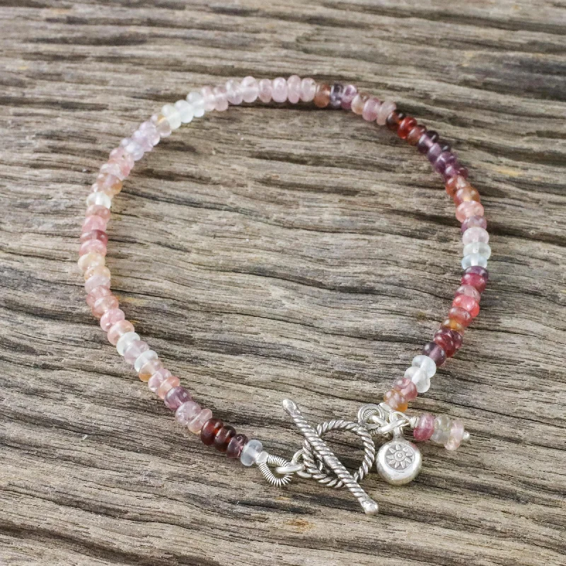 Buy More, Save More – Special Jewelry Discounts Rosy Rain Spinel Beaded Bracelet with Flower Charm
