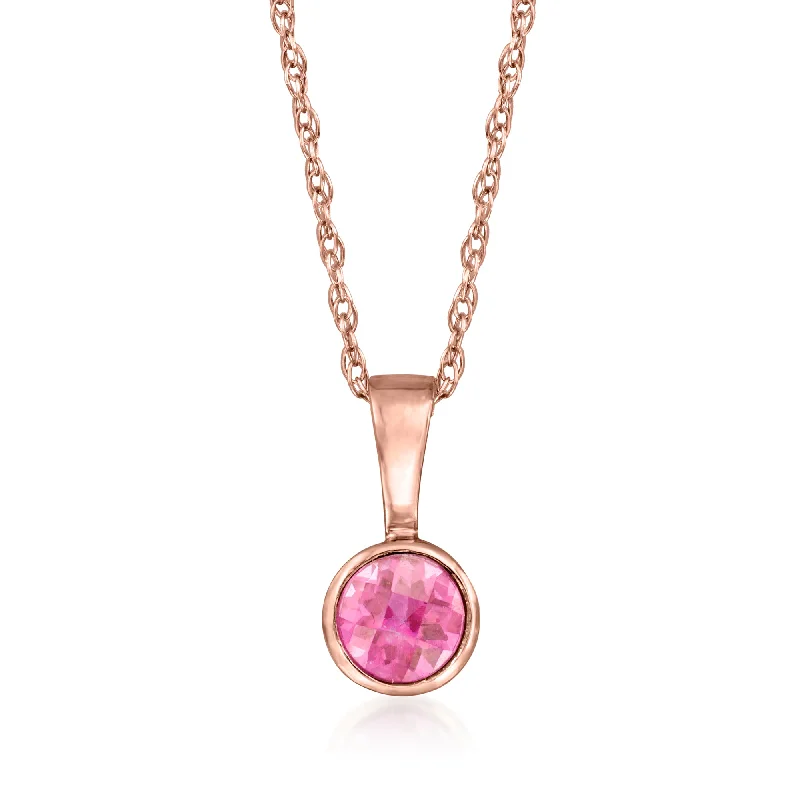 Shop Signature Jewelry Styles At Exclusive Prices RS Pure by Ross-Simons Pink Topaz Pendant Necklace in 14kt Rose Gold