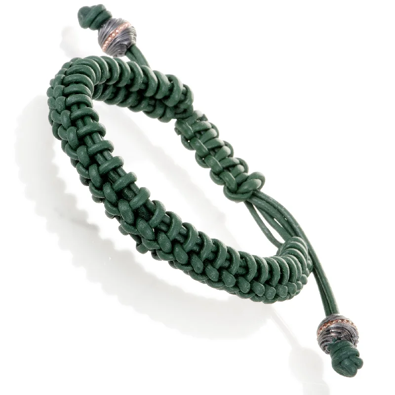 Timeless Elegance, Temporary Discounts – Act Fast Stephen Webster No Regrets Unisex Green Leather and Gold Tone Silver Bracelet