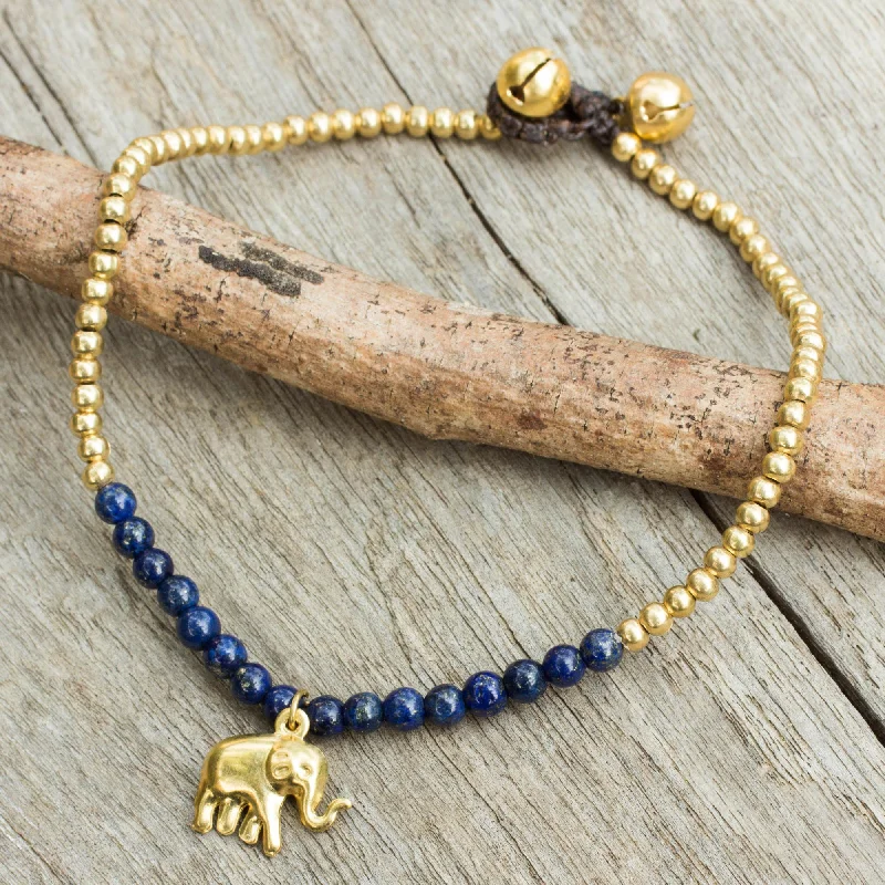 Special Sale On Handcrafted Jewelry – Shop Today Stylish Elephant Lapis Lazuli Elephant Charm Beaded Brass Anklet