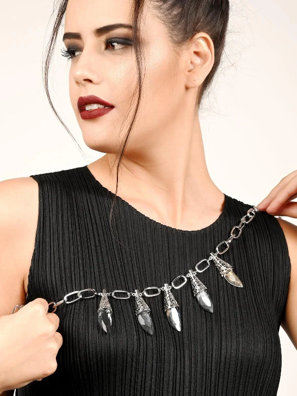 Flash Deals On Fine Jewelry – Shop Before It's Gone Odette Women Stylish Silver Necklace With Grey Rhine Stone Dropping Flash Deals On Fine Jewelry – Shop Before It's Gone Odette Women Stylish Silver Necklace With Grey Rhine Stone Dropping