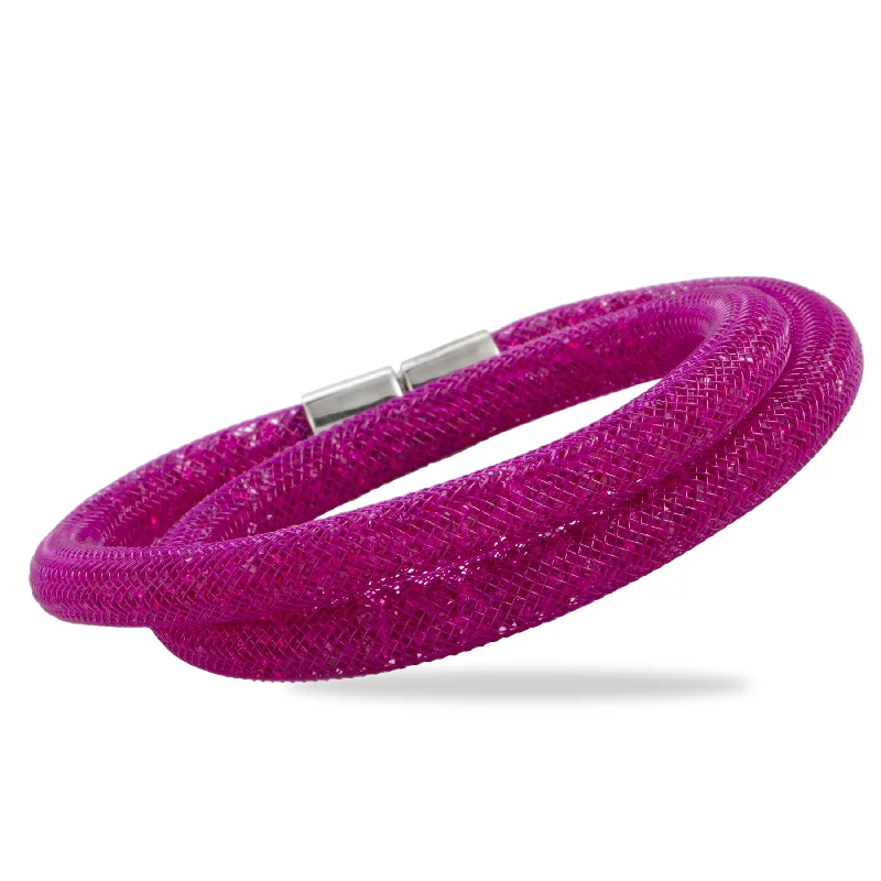 Glamorous Jewelry, Glamorous Deals – Shop Now Swarovski Stardust Fuchsia Double Bracelet 5089833-M - Medium