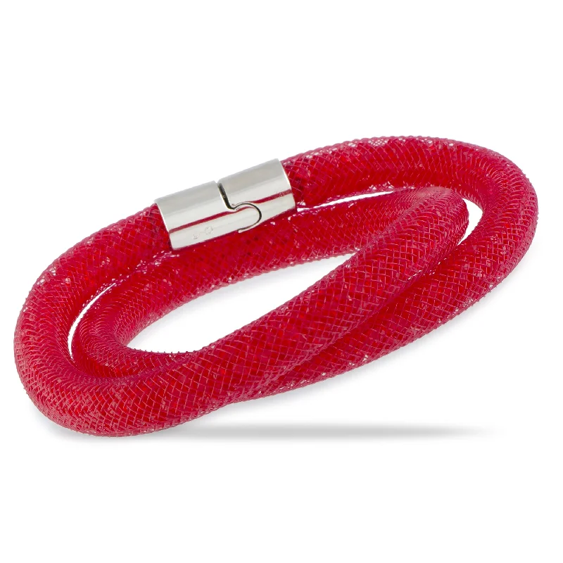 Jewelry Deals That Outshine The Rest Swarovski Stardust Red Crystals Double Bracelet 5185873-S- Small