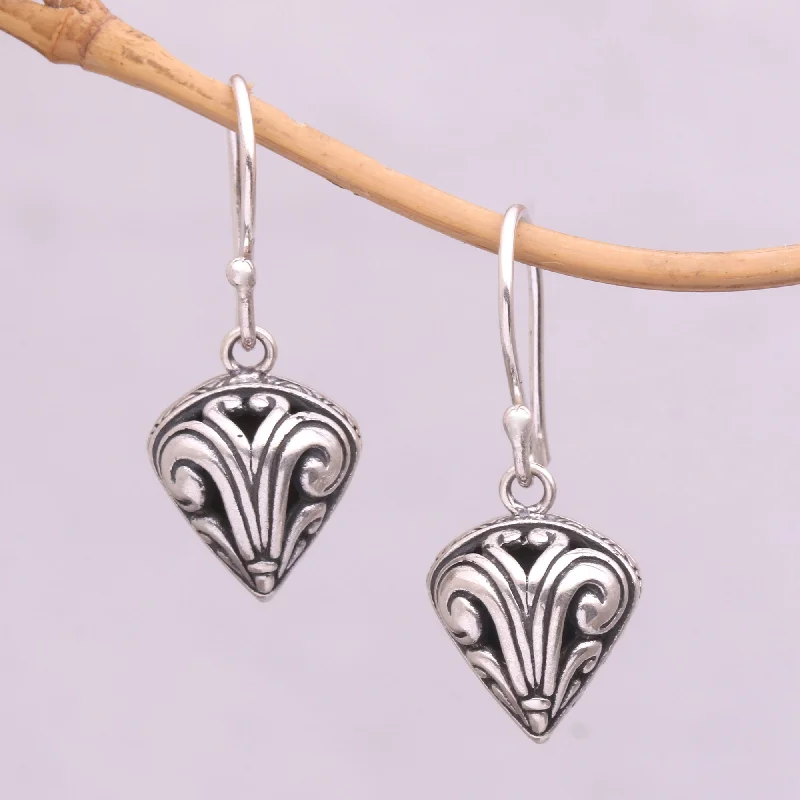 Trendy Minimalist Jewelry For Everyday Wear Swirling Crest Sterling Silver Swirl Motif Dangle Earrings from Bali Trendy Minimalist Jewelry For Everyday Wear Swirling Crest Sterling Silver Swirl Motif Dangle Earrings from Bali