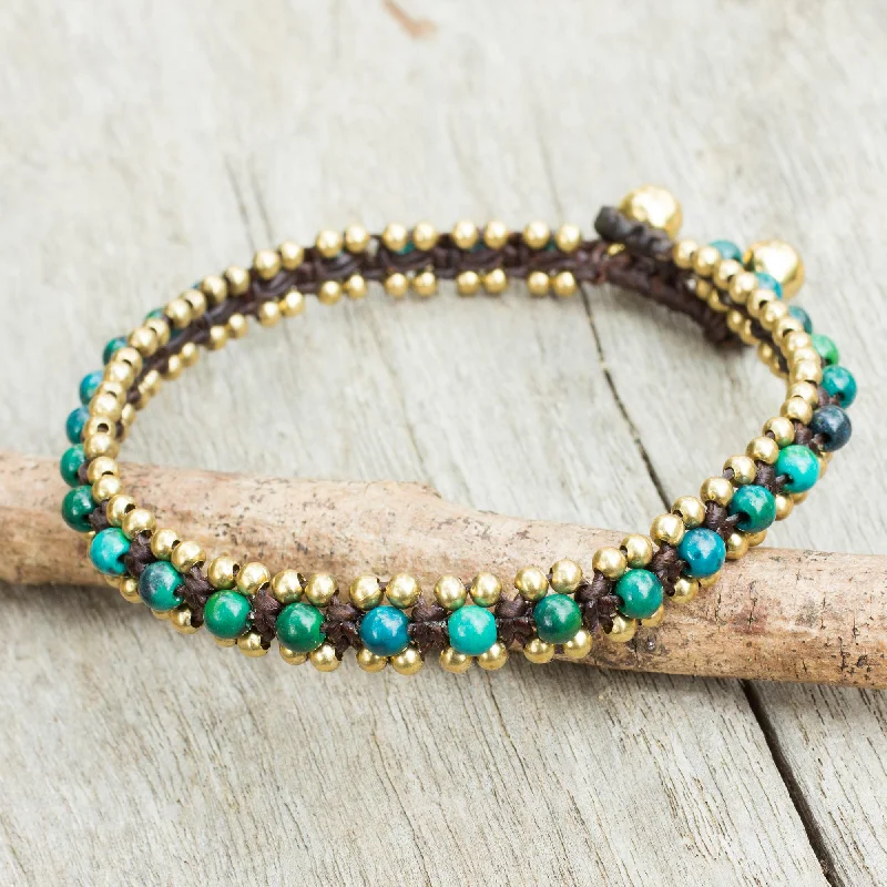Limited-Time Jewelry Sale – Don't Miss These Deals Tinkling Bells Hand Crocheted Serpentine Anklet with Brass Beads and Bells