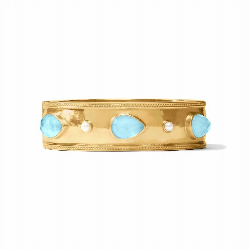 Classic And Modern Jewelry Styles On Sale Women's Cannes Statement Hinge Bangle In Iridescent Capri Blue