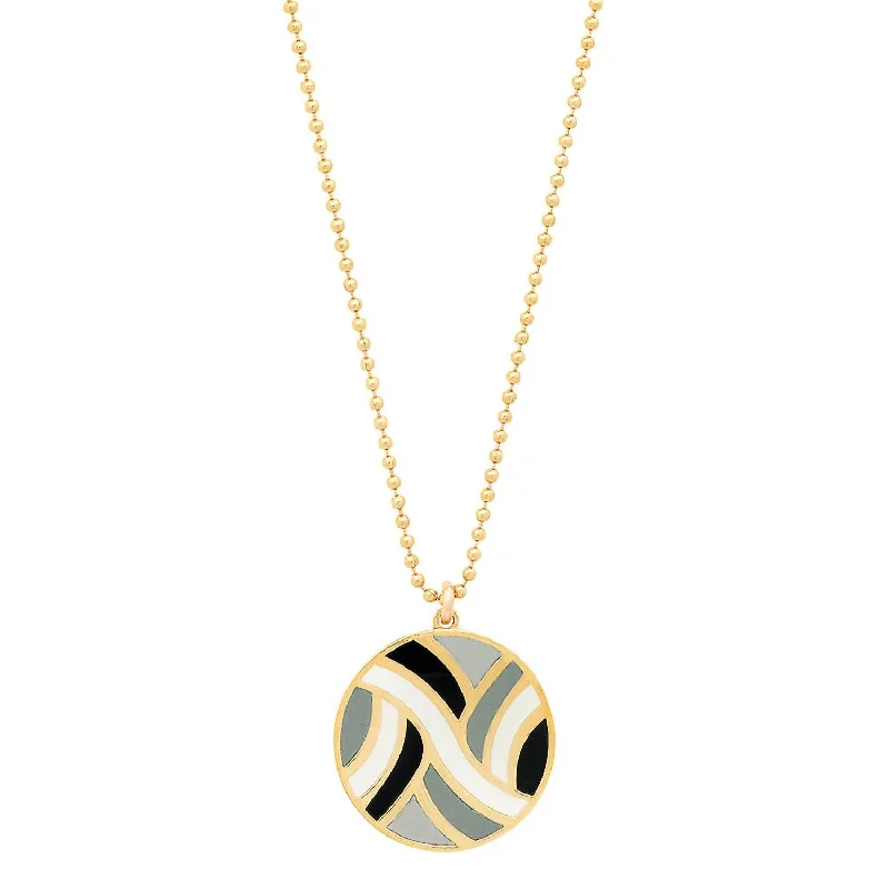 Exclusive Jewelry Discounts – Shop Now For Savings Women's Large Round Enameled "swirl" Pendant Necklace In Vermeil/neutrals