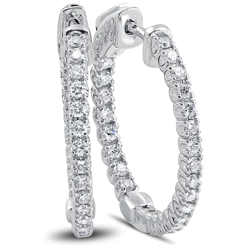 Fashion-Forward Jewelry At Exclusive Discounts 1.25 Ct Diamond Oval Shape Inside Outside Hoops Earrings 14k White Gold 1" Fashion-Forward Jewelry At Exclusive Discounts 1.25 Ct Diamond Oval Shape Inside Outside Hoops Earrings 14k White Gold 1"