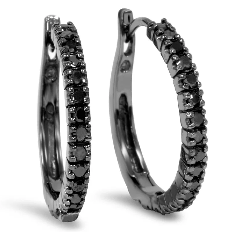 The Perfect Jewelry Piece At The Perfect Discount 1/2ct Black Diamond Hoops 10K Black Gold
