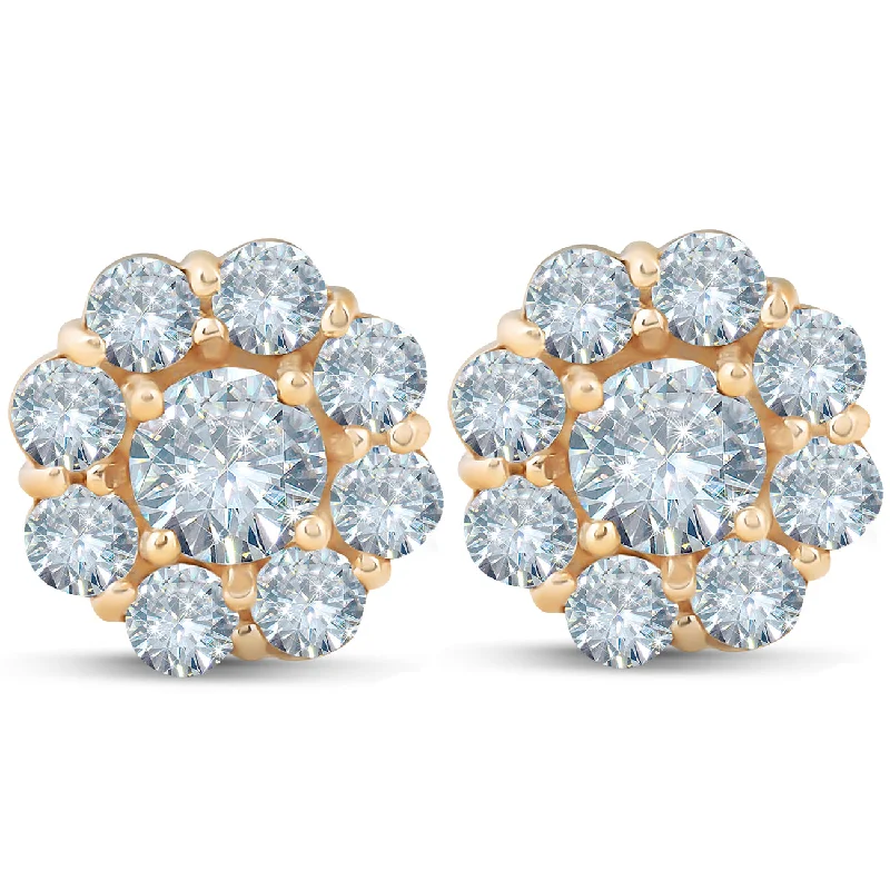 Shop Trending Jewelry With Exclusive Savings 1 3/8 ct Halo Fire Diamond Studs 14K Yellow Gold Shop Trending Jewelry With Exclusive Savings 1 3/8 ct Halo Fire Diamond Studs 14K Yellow Gold
